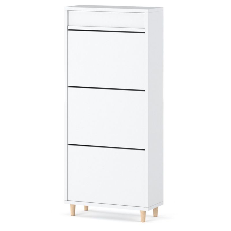 Szafka Na Buty Hurtownia-Mebli 3 Drzwi Olivier 3SZ 55cm Biały Mat Biały Mat 55x28x130 cm 1szt.