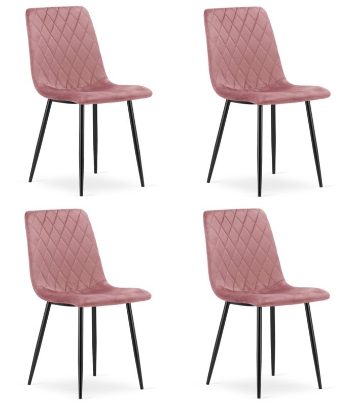 Krzesło EDANTI, różowy aksamit, nogi czarne 4 szt.