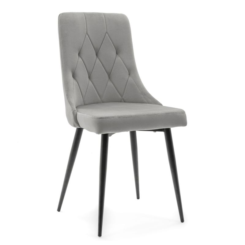 Krzesło tapicerowane New Home CAREN jasnoszare welurowe 1 szt.