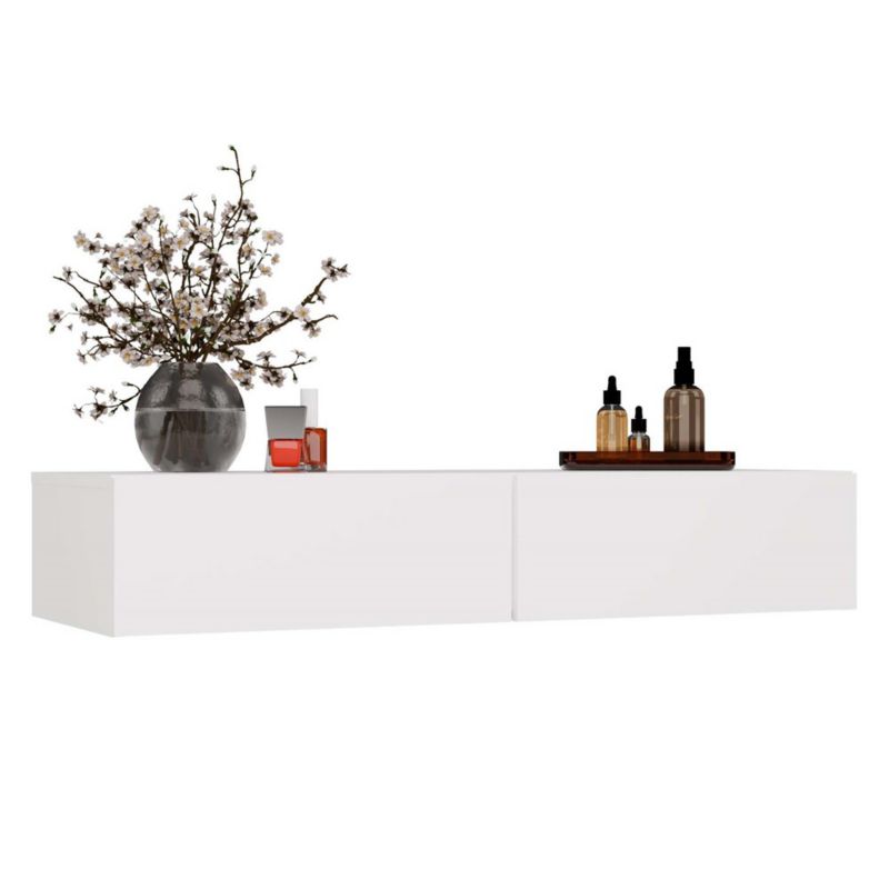 Toaletka Kosmetyczna Topeshop Wisząca MIKA 110 cm 2 Szuflady Do Sypialni BIAŁA 40x110 cm 1 szt.