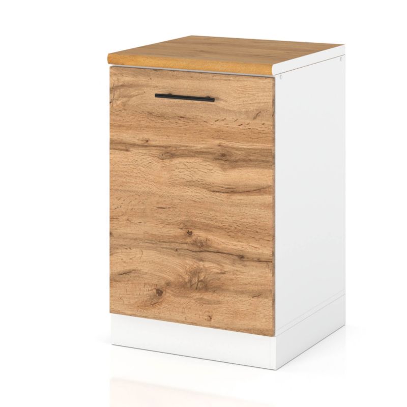 Szafka Kuchenna Hurtownia-Mebli Stojąca D50 sPremium 50cm Biały Mat Dąb Wotan 50x52x85 cm 1szt.