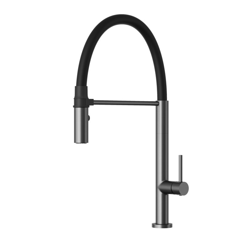 Bateria Kuchenna Granitan Kran Czarna Elastyczna Wylewka Stojąca Gun Metal Na Magnes Scala 1 szt.