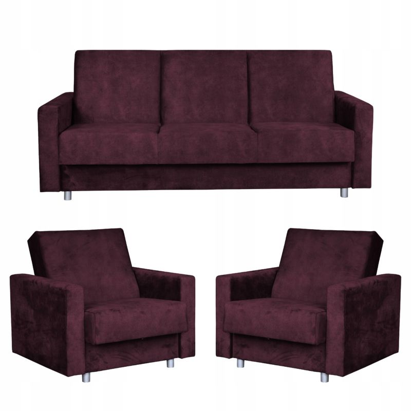 Zestaw mebli do salonu kanapa fotele Family Meble Alicja purpurowy 1szt