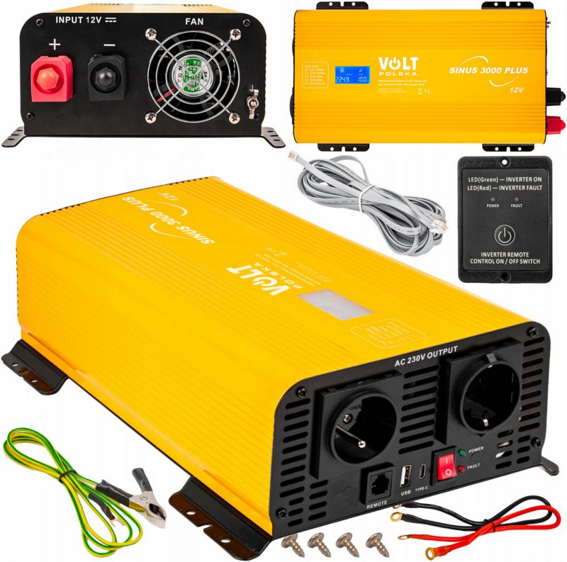 Przetwornica napięcia prądu Volt Polska 12V 230V 1500 3000W Sinus 3000 plus 1szt.