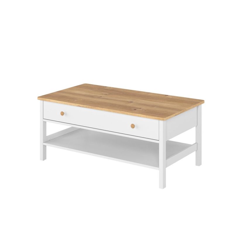 Stolik kawowy Bettso STORY z szufladą i półką biały 1szt.