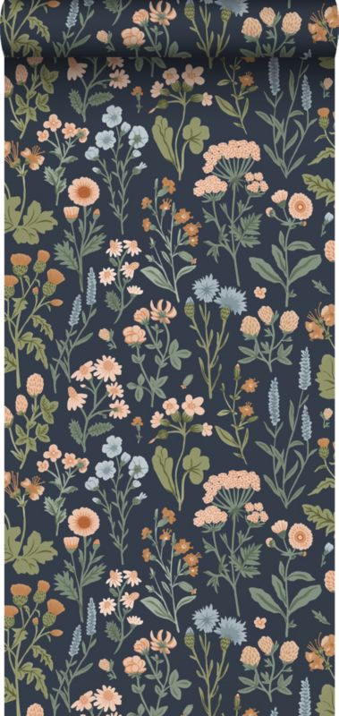 Tapeta Sanders & Sanders kwiaty polne ciemnoniebieskim 50 x 900 cm - 1 rol.