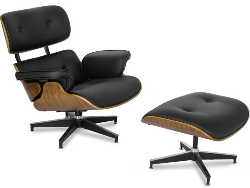 Fotel Wypoczynkowy Palermo Mebel Elite z Podnóżkiem z Drewna Giętego Czarny 1 szt