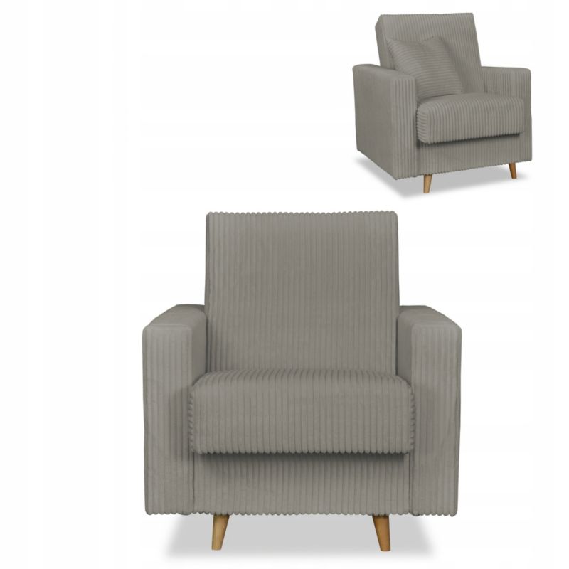 Fotel rozkładany do salonu z pojemnikiem Family Meble Rene szaro beżowy 1szt