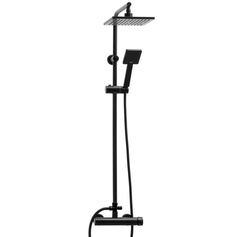 Zestaw prysznicowy TIKI - Yoka Home naścienny czarny deszczownica 20 cm - 1 szt.