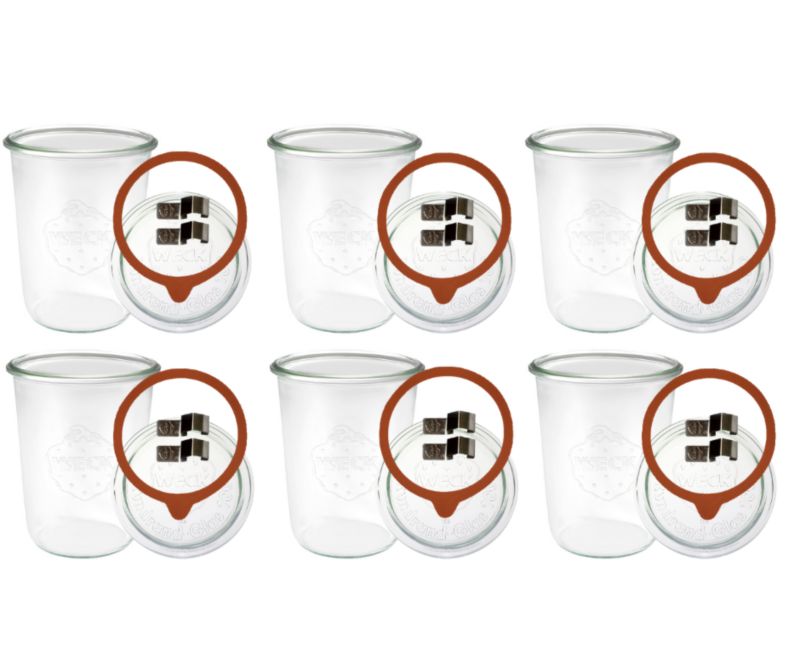 Słoiki MODO24 Weck 850 ml fi 100 mold szklane wieka gumki zapinki 6 kpl.