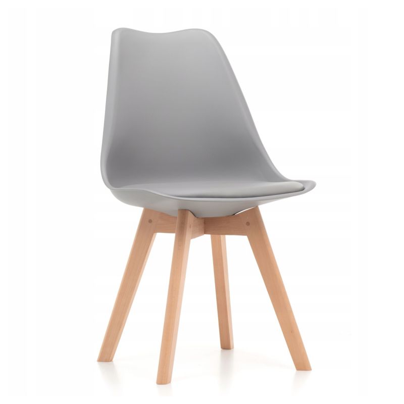 Krzesło skandynawskie New Home DUBLIN jasnoszare z poduszką z ekoskóry 1 szt.