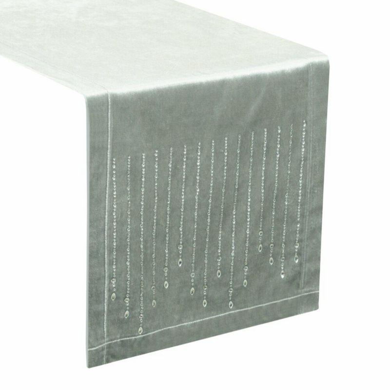 Bieżnik ROYAL 3 Eurofirany 35 x 180 cm srebrny welwetowy z cyrkoniami 1 szt.