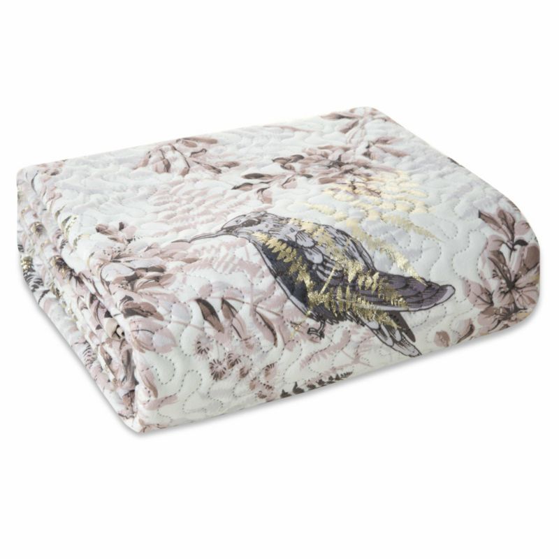Narzuta POLY Eurofirany 170x210 kwiaty gałązki ptak dekoracyjna miękka 1 szt.
