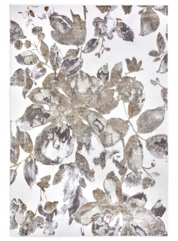 Dywan Hanse Home nowoczesny do salonu 67x120cm, miękki pluszowy kremowo szary w kwiaty 1 szt.