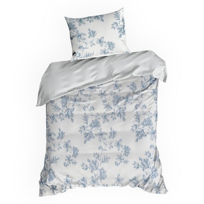 Pościel SPRING/99 Eurofirany niebieskie piwonie 140x200 cm satyna bawełniana 1 kpl.