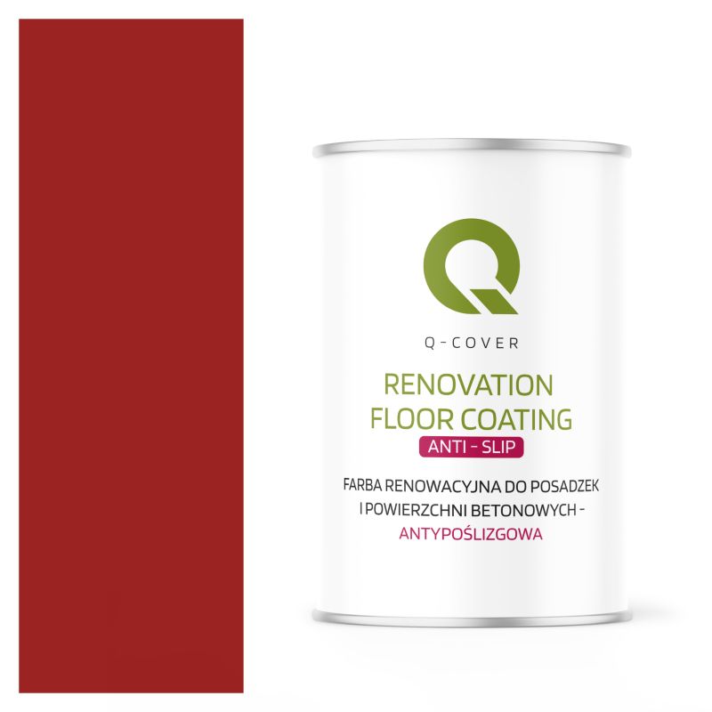 Farba Antypoślizgowa do Posadzek i Powierzchni Betonowych Renowacyjna Q-Cover Czerwony Karminowy RAL3002 1L
