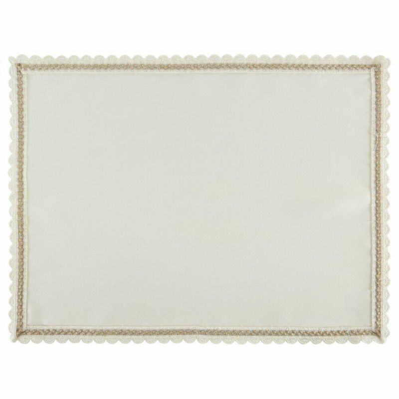 Podkładki LACE Eurofirany 30x40 cm kremowy komplet z szampańskim haftowanym zdobieniem 4 szt.