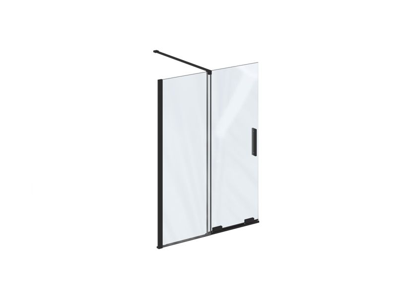 Parawan nawannowy Ravak Roll ROVS2 110 dwuczęściowy szkło transparent czarny 1 szt
