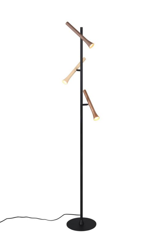 Lampa podłogowa stojąca Trio Fiato czarno-brązowa LED 3W 2300K-4000K 3 x 400lm wym: 150 x 23 x 23 cm - 1 szt.