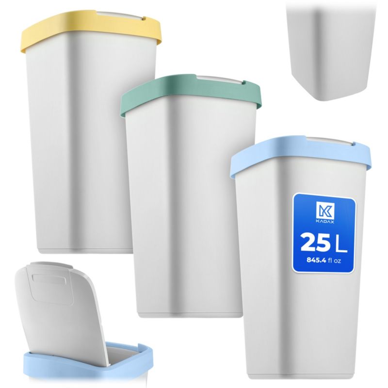 Kosze KADAX Na Śmieci Pojemnik Na Odpady 25L Do Segregacji 3 szt.