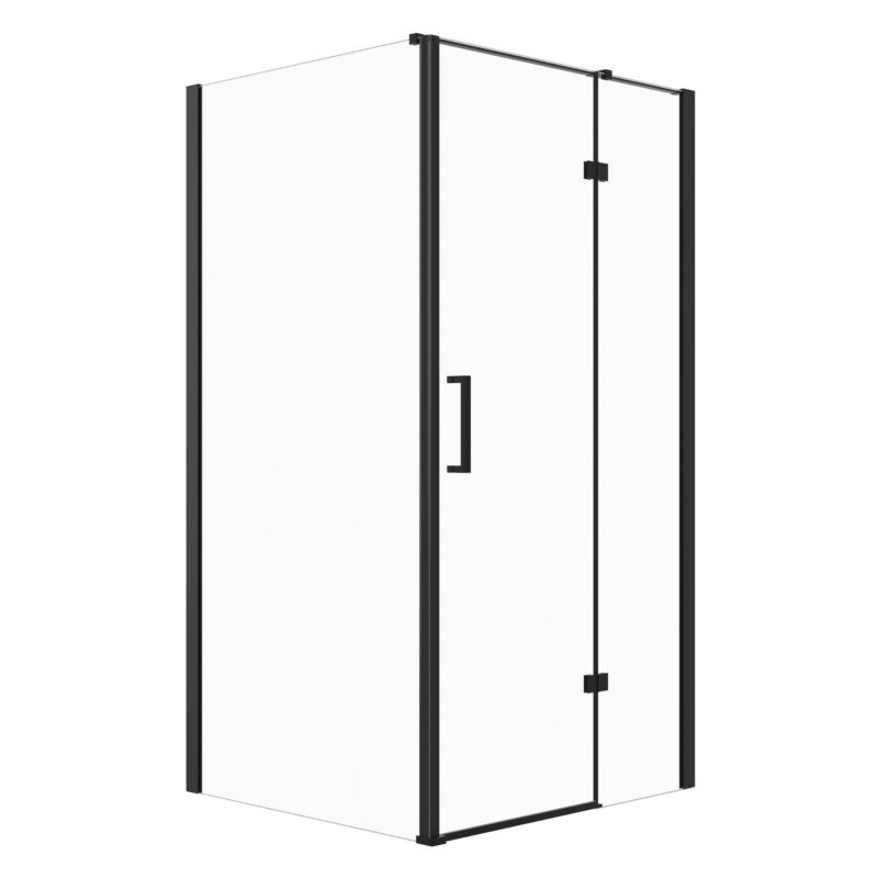 Kabina prysznicowa SEVANTE ROSA 100x80cm prostokątna uchylna czarna ze wspornikiem 1 szt.