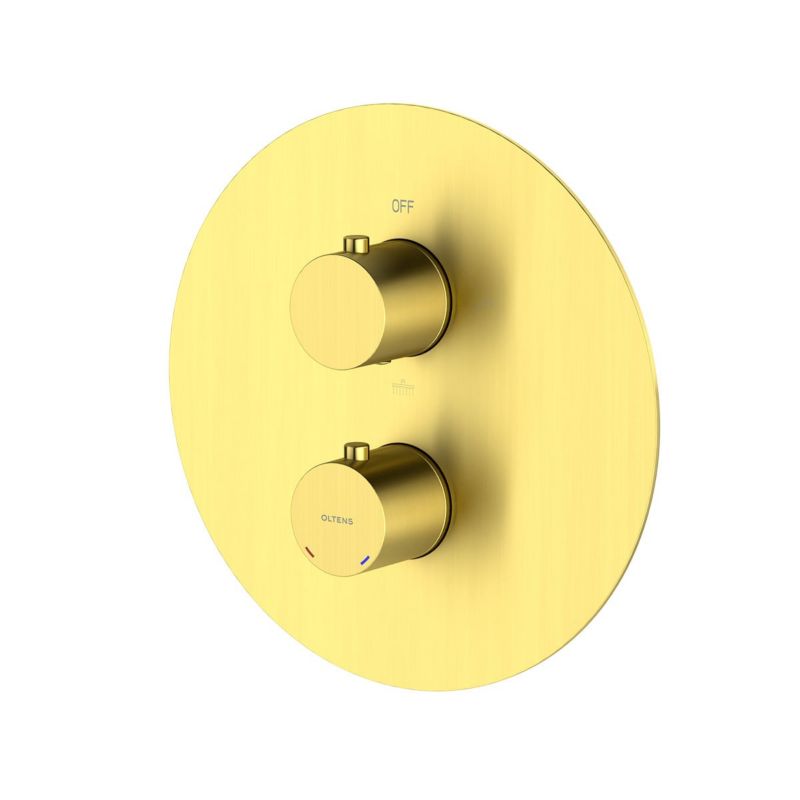 Bateria wannowo-prysznicowa Oltens Katla podtynkowa termostatyczna kompletna złoto szczotkowane 1 szt.