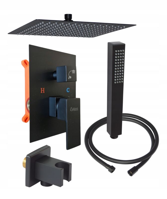 Zestaw prysznicowy podtynkowy Estiva TUZO 25 Black czarny 1 kpl
