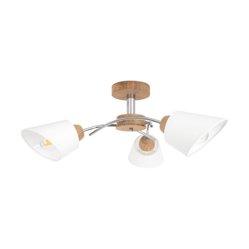 Drewniana Lampa Sufitowa SPOT Light 3xE27 Max.40W Dąb Olejowany FSC z Białą Tkaniną, Polski Producent, 1 szt.