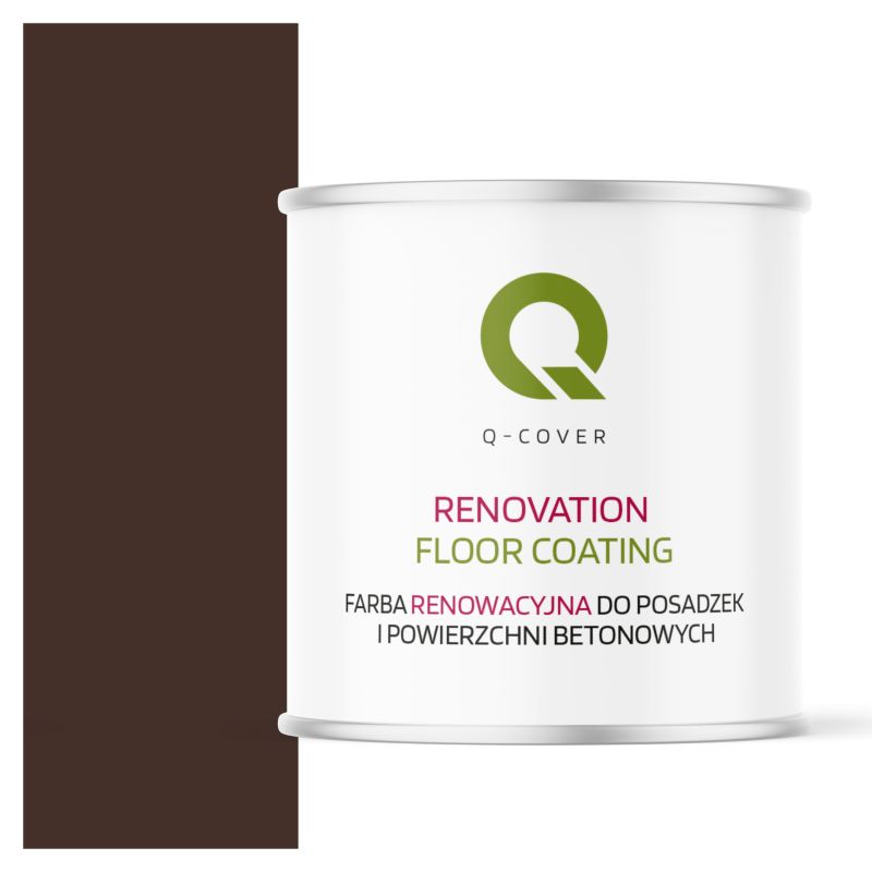 Farba Renowacyjna do Posadzek i Powierzchni Betonowych Q-Cover Czekoladowy Brąz RAL8017 Wysoki Połysk 2.5L