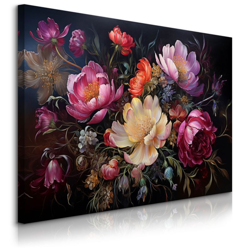 Obraz Muralo Do Sypialni Kolorowe Kwiaty Piwonie Abstrakcja Natura Rośliny 70x50 cm 1 szt.