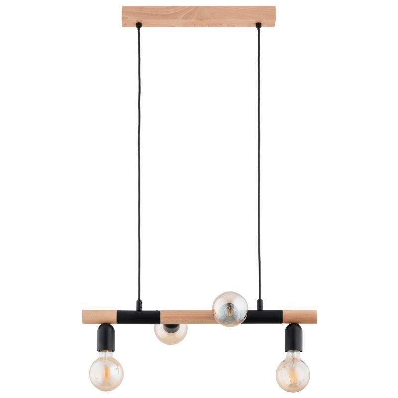 Lampa wisząca Alfa LIDO jasne drewno-czarna 4xE27x15W wym:80x18x55cm IP20 -1 szt.
