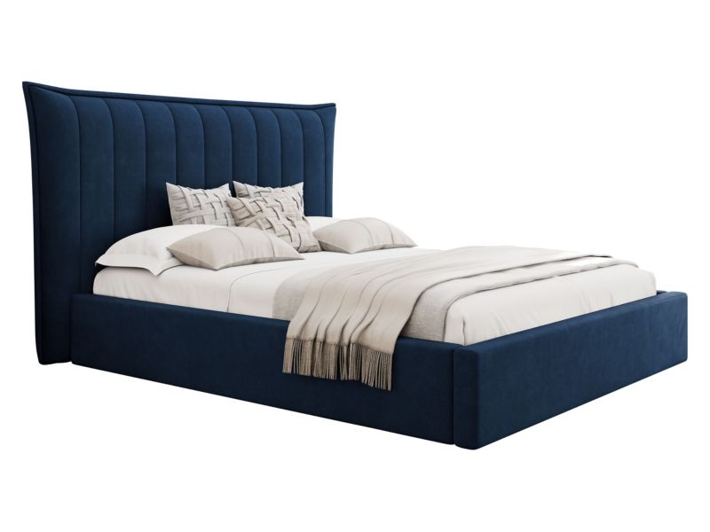 Łóżko tapicerowane MIRJAN 24 z pojemnikiem na pościel Lilkus 140x200 ciemny szafir 1 szt.