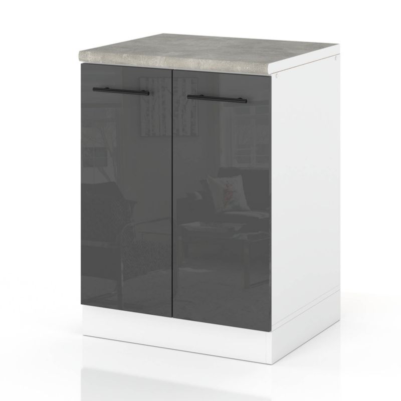 Szafka Kuchenna Hurtownia-Mebli Stojąca D60 sPremium 60cm Biały Mat Szary Połysk 60x52x85 cm 1szt.