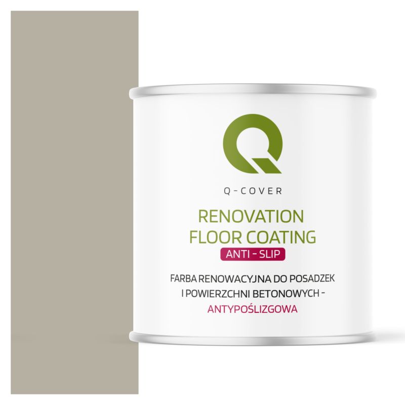 Farba Antypoślizgowa do Posadzek i Powierzchni Betonowych Renowacyjna Q-Cover Szary Beżowy RAL7032 2.5L