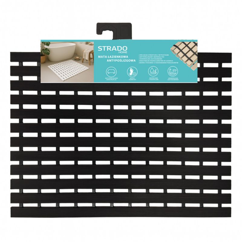 Mata Strado łazienkowa antypoślizgowa czarna pod prysznic 43x61cm 1szt