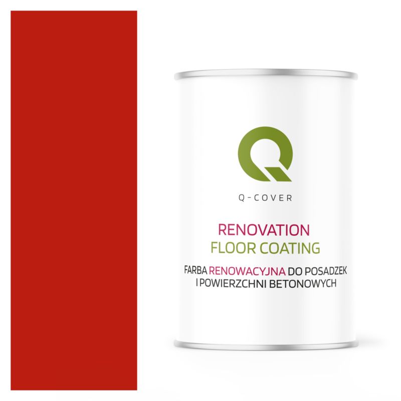 Farba Renowacyjna do Posadzek i Powierzchni Betonowych Q-Cover Czerwony RAL3020 Wysoki Połysk 1L