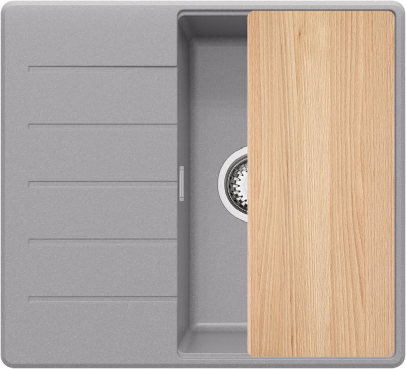 Zlewozmywak Kopenhaga PRIMAGRAN Nablatowy 55x50cm do szafki od 40cm, Szary + Syfon + Deska, S061, 1 szt.