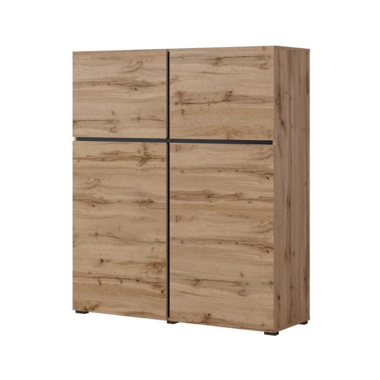 Komoda wysoka Helvetia CROSS 4D 119cm dąb wotan/czarna 1 szt.