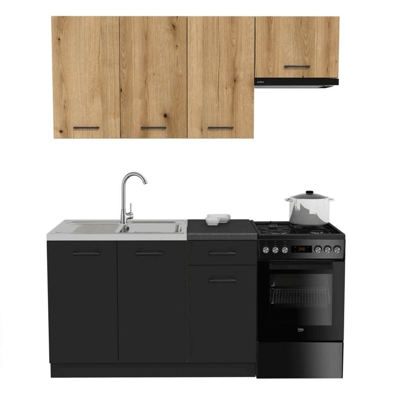 Meble Mebel Elite Modern 170 Kuchenne Zestaw Mebli Na Wymiar Modułowe Czarny/Dąb Evoke 1 szt