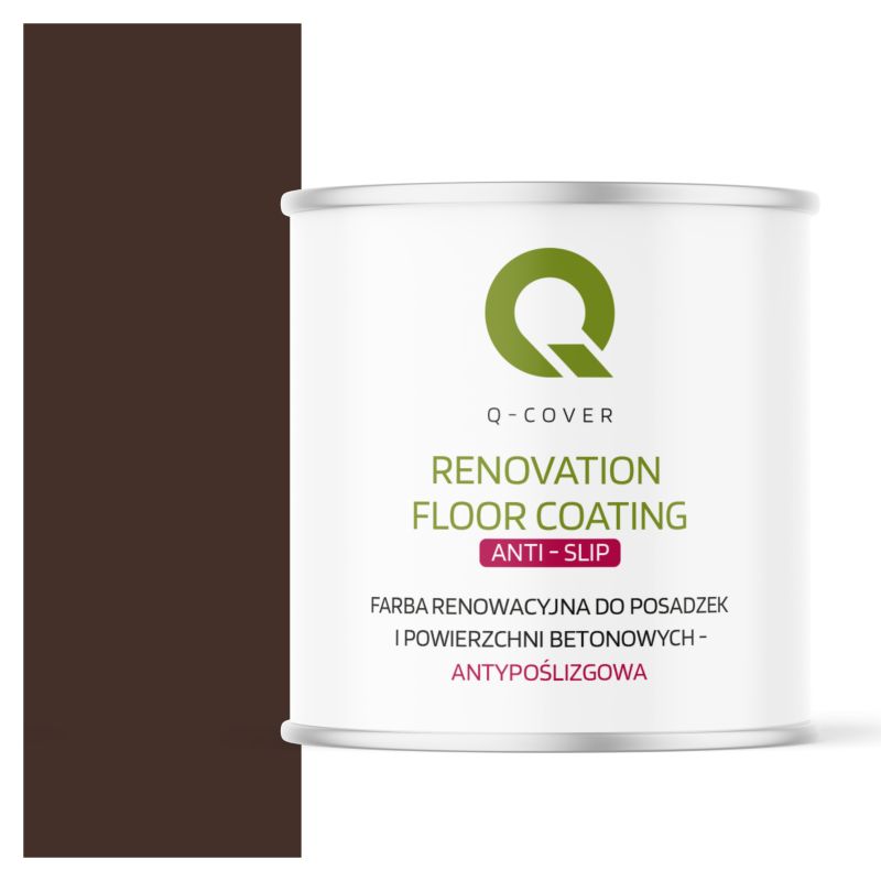 Farba Antypoślizgowa do Posadzek i Powierzchni Betonowych Renowacyjna Q-Cover Czekoladowy Brąz RAL8017 2.5L