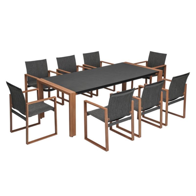 Zestaw Mebli Jadalnianych Mirpol 8 os Szkło Hartowane Ergonomiczne Krzesła, Antracyt 1 szt.