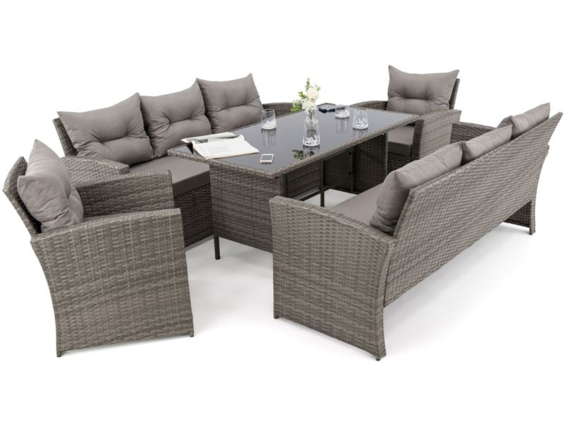 Zestaw mebli ogrodowych MebleMWM MARSYLIA 8 BP technorattan szary poduszki szare 01 1 kpl
