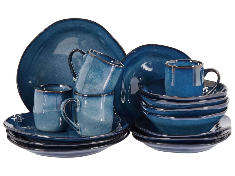 Zastawa stołowa 16-częściowa Hawthorn Kamionka Niebieski 1 kpl
