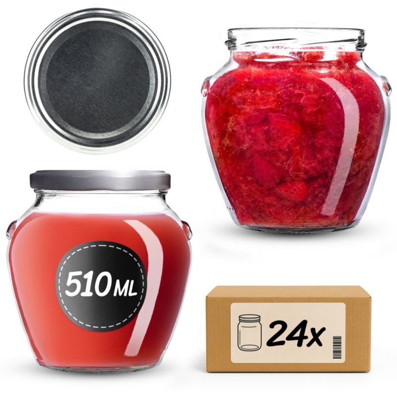 Słoiki KADAX na przetwory 510ml + wieczka "Srebrne" 82 mm 24 szt.