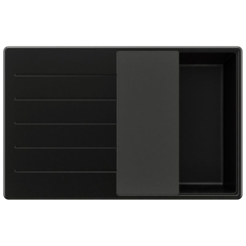 Zlewozmywak Kopenhaga PRIMAGRAN Nablatowy 78x50cm do szafki od 50cm, Cały Czarny + Syfon + Deska, S561, 1 szt.