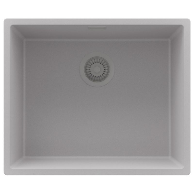 Zlewozmywak Londyn Slim PRIMAGRAN Nablatowy 56x47cm do szafki od 60cm, Szary + Syfon, S305, 1 szt.