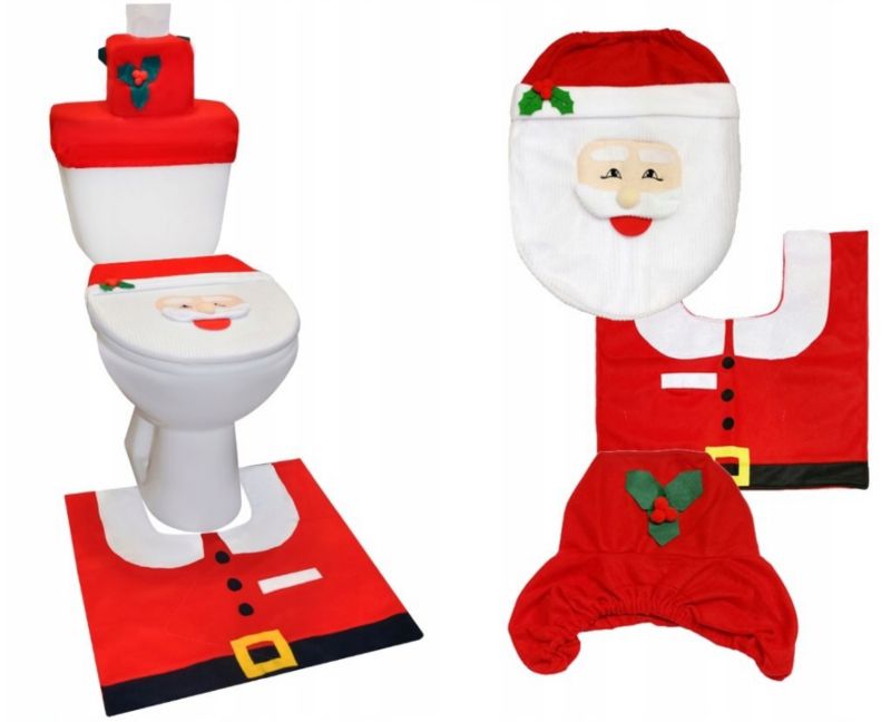 Zestaw łazienkowy Deko Pannelier świąteczny pokrowiec WC Mikołaj 1szt