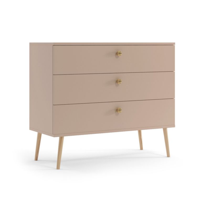 Komoda z szufladami Bettso Ikon 100 cm ze sznurkowymi uchwytami na wysokich nogach dąb macchiato 1szt.