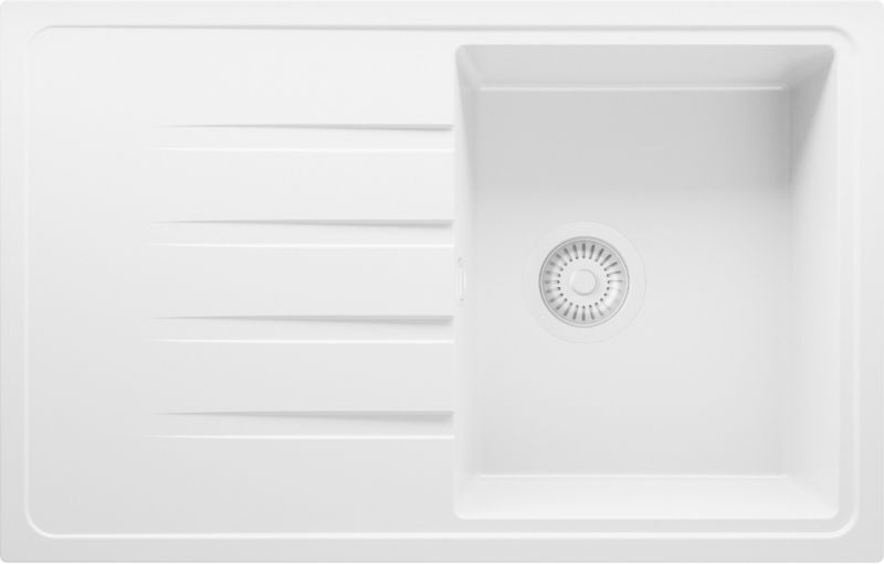 Zlewozmywak Mediolan PRIMAGRAN Nablatowy 78x50cm do szafki od 45cm, Cały Biały + Syfon, S069, 1 szt.