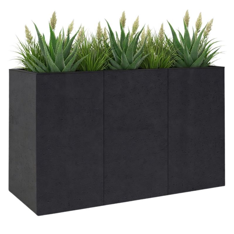 Donica na kółkach Betonique HowHomely czarne tworzywo sztuczne 90x30x60 cm 1 szt.